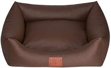 Софа для собак Leo4dog Natalie: штучна шкіра, м'яке ліжко, 4 розміри (XXL 130x100 см, коричнева)