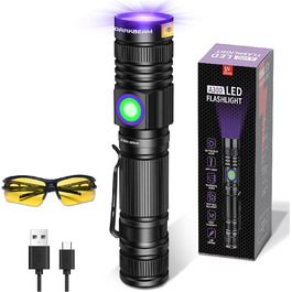 UV ліхтарик DARKBEAM 395nm, USB заряджання, LED, для затвердіння смоли, перевірки нігтів та сечі, з UV-окулярами