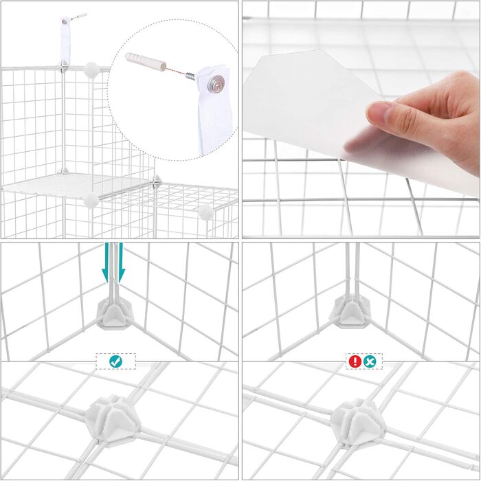 SONGMICS Storage Shelf, 16 Cube Storage System made of Metal Wire, DIY, Modular Grid Shelf, with Wire Frame, LPI44H (White)