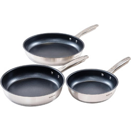 Набір сковорідок 3 шт. з нержавіючої сталі з антипригарним покриттям, 20, 24, 28 см, для всіх типів плит