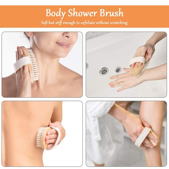 Масажна щітка для спини URAQT з натуральною щетиною, двостороння. Підходить для масажу, пілінгу, покращення кровообігу та боротьби з целюлітом. Без ручки.