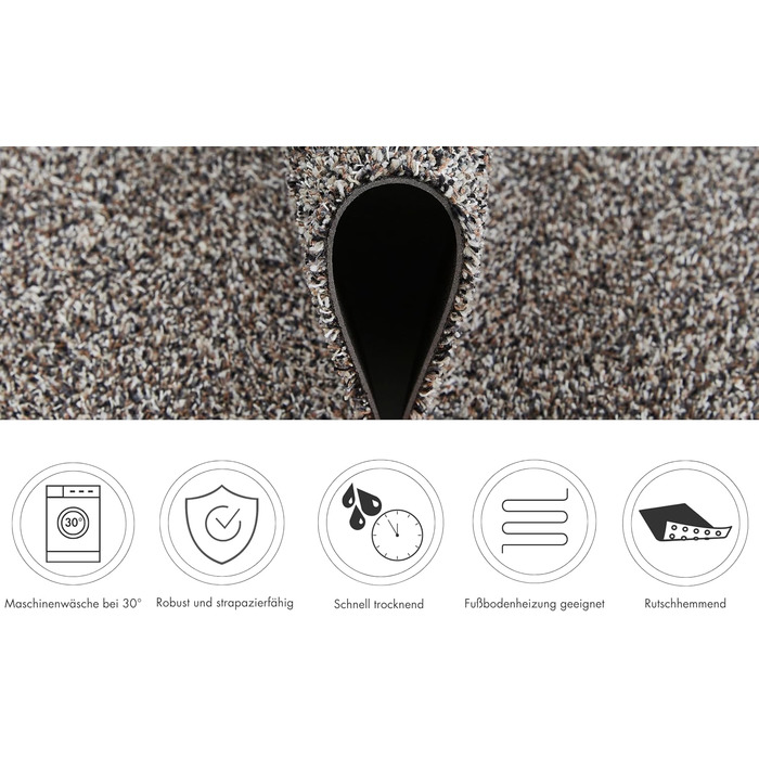 Килимок для порогу Samson Türmatte: миючий, з антиковзким покриттям, 40x60 см, бежевий