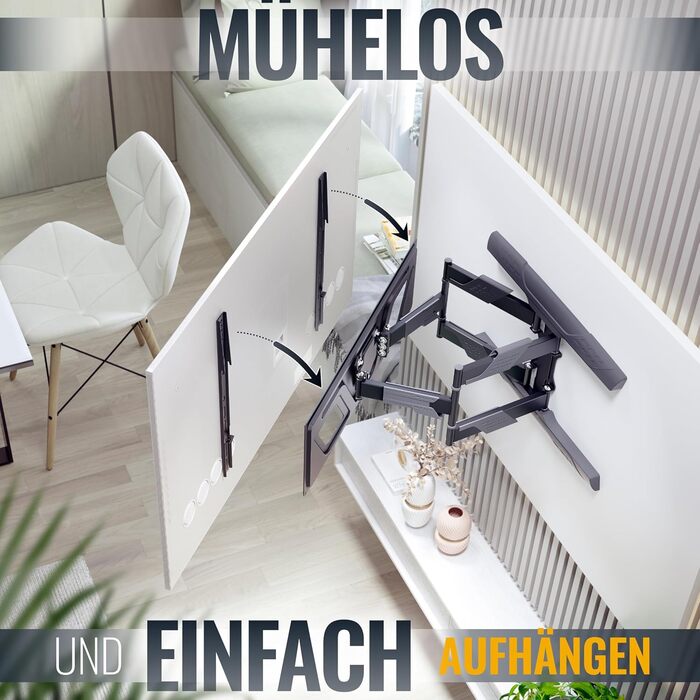 Кріплення для телевізора RICOO S9564: універсальний настінний тримач для телевізорів 40-75 дюймів (VESA 600x400, до 45 кг) з можливістю нахилу та повороту