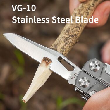 ROCKTOL 27-in-1 Multitool Pliers - EDC Pocket Knife with VG10 Blade & Titanium Handle - Hunting, Camping & Backpacking Tool