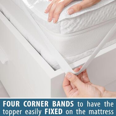 FAM Home Mattress Protector with 4 Elastic Corners, Topper, Natural and Breathable, Bedspread for Adults and Children, Mattress Pad, 180 x 200 cm