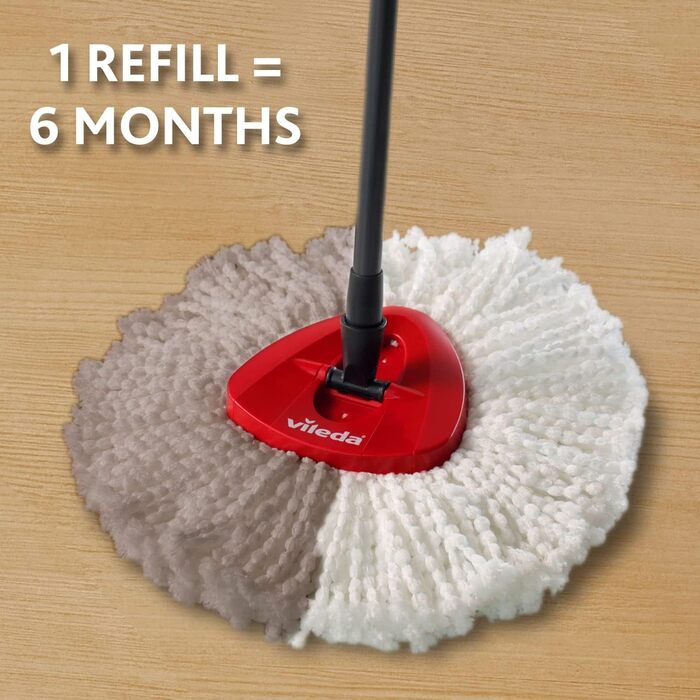 Vileda Turbo Easy Wring & Clean Classic Replacement Mop Head, suitable for Spin Mop Floor Cleaners, for all hard floors, removes over 99% of bacteria with just water*, 3-pack