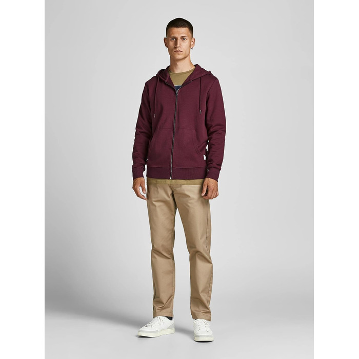 Чоловіча однотонна толстовка з капюшоном Jack & Jones, колір Port Royale (червоний), розмір 3XL