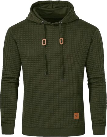 Чоловіча толстовка Tanozer з капюшоном, в клітинку, довгий рукав (XL, хакі)