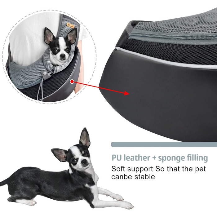 Сумка-кенгуру для собак і котів Cuby: чорна, S, з регульованим ременем, сітчаста, з застібкою-блискавкою та гачком