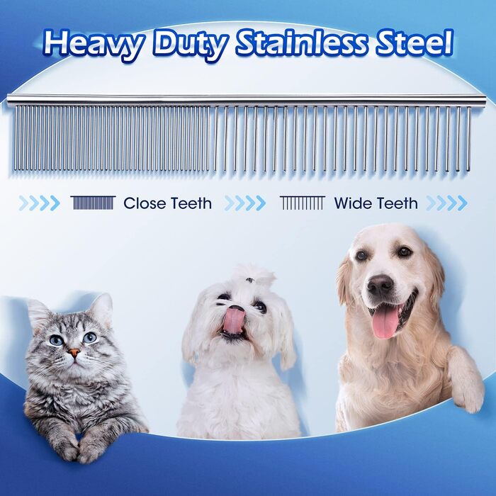 Професійна ножиця для собак 5-в-1 Gimars, 4CR з безпечною закругленою на кінці, титанове покриття, пряма, філірувальна та вигнута, блакитна