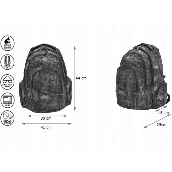 Багатовідсіковий шкільний рюкзак CoolPack, червоний, багатоколірний, 28 л