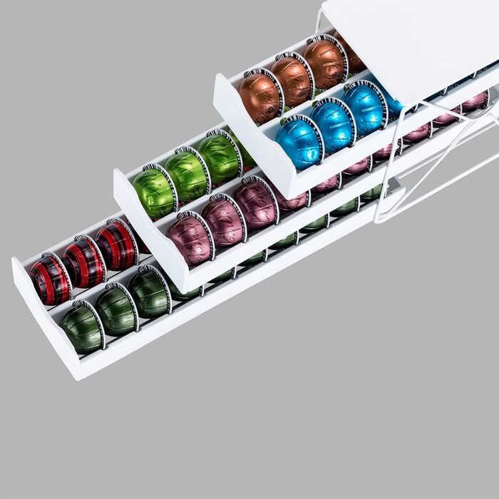 Підставка для капсул Nespresso, біла, 3 яруси, на 60 капсул - для Vertuo та Original