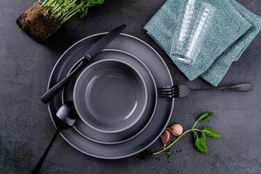 Набір посуду Konsimo VICTO для 6 осіб: 18-ти частинний сервіз з 6 тарілок, сірий - набір посуду для сім'ї