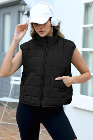 Жіноча степкова жилетка ZEAGOO без рукавів, тепла на осінь/зиму, чорна, з кишенями