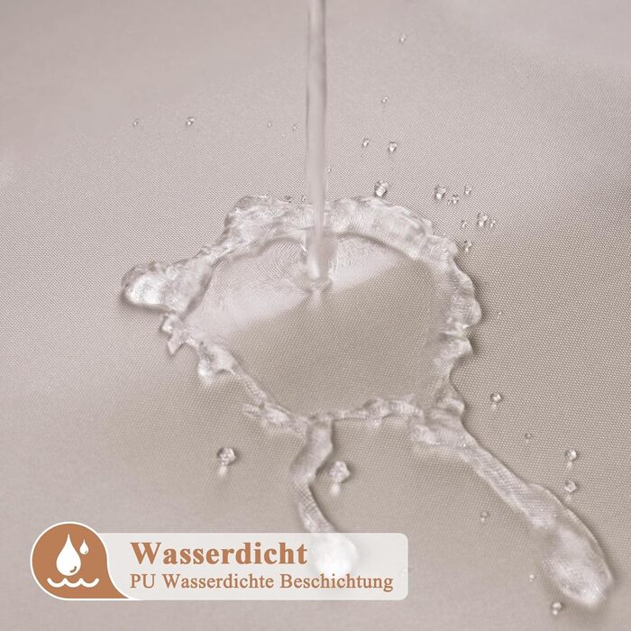 Штора для душу EurCross 180x200 см, текстильна, водонепроникна, бежева. З антигрибковим покриттям, машинне прання, з 12 кільцями