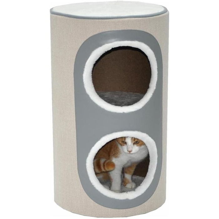 Котячий будиночок Nanook Nala: когтеточка, ігровий комплекс, будиночок, когтешкребок, 71 см, бежево-сірий