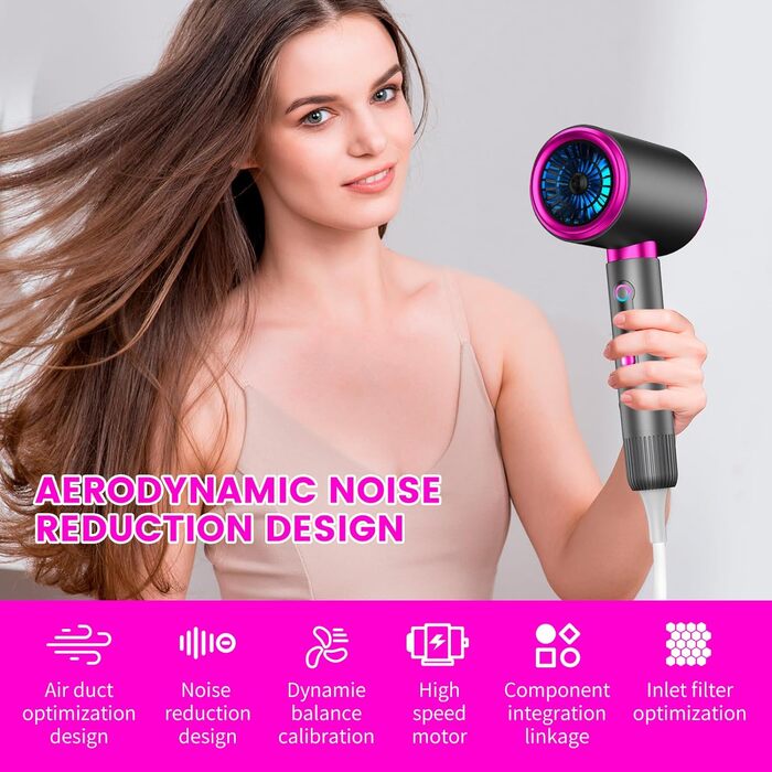 Іонний фен 2400W - швидкий, тихий, з холодним/гарячим режимом. 3 швидкості, 2 насадки (концентратор, дифузор). Ідеально для дому, салонів та подорожей