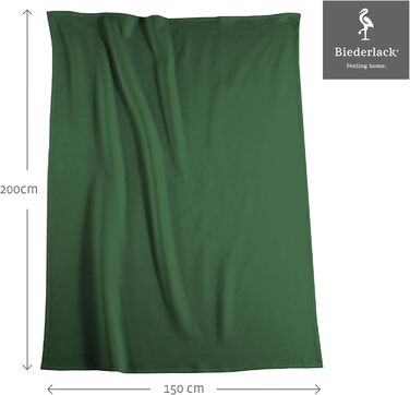 Плед Biederlack Pure Cotton, 100% бавовна, темно-зелений, 150x200 см, виготовлений у Німеччині, сертифікат OEKO-TEX, екологічний, м'який плед для дивану та спальні