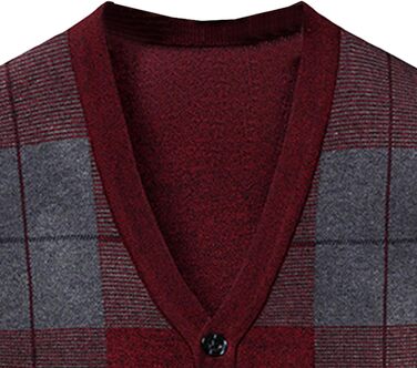 Кардиган чоловічий Аргуайл, в'язаний, з ґудзиками, з кишенями, червоний, суміш вовни