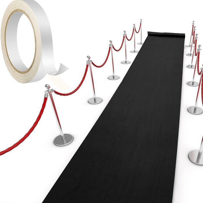 Runner Rug Runway Carpet 55gsm Thickness with 1 Piece Carpet Tape for Wedding, Christmas, Thanksgiving, Outdoor Accessories, Wedding Party Hallway Rug (Black, 2.6 x 30 Feet)