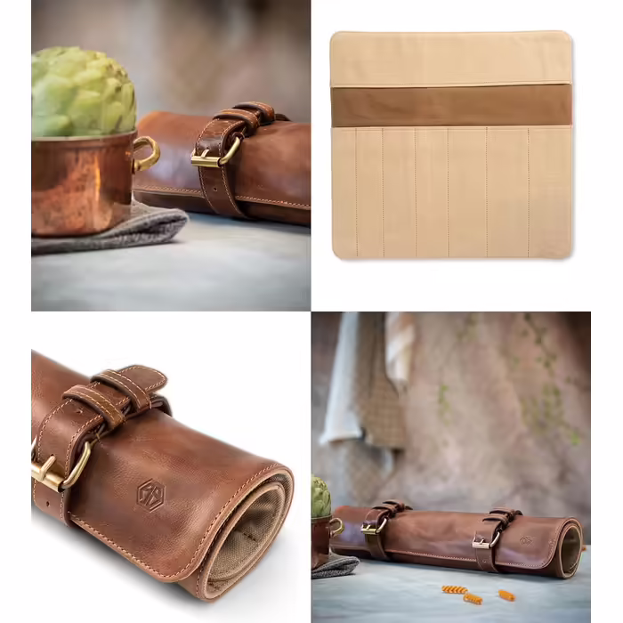 Chef's Knife Bag Leather - Genuine Leather Chef's Knife Roll Large – Knife Bag Chef's Knife Lockable - Chef's Bag Sam