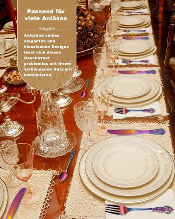 Набір столових приборів Retro на 6 осіб з нержавіючої сталі, 24 предмети, антикварний бароковий дизайн (Райдуга)