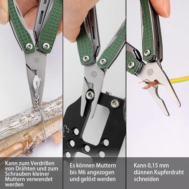 NexTool Mini Flagship Multitool, Mini Multitool 10 IN 1 Multitool Tool with Mini Pocket Knife, Bottle Opener, Scissors, Pliers, Screwdriver, Multifunction Tool for Camping Accessories - (Green)