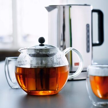 Заварник для чаю Bodum Assam 1 л, скляний, з нержавіючим фільтром, French Press