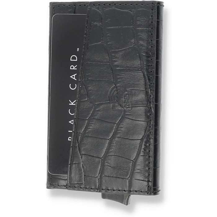 Кредитне картхолдер Solo Pelle Mech | Шкіряний картхолдер з RFID захистом | Чорний крокодил