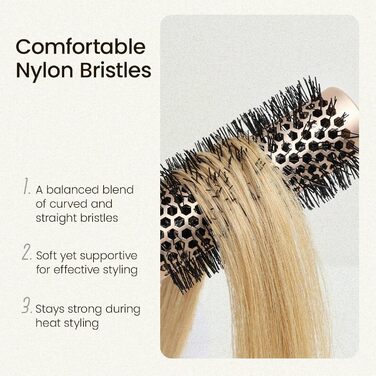 Кругла щітка для волосся AIMIKE NaturaVol для об'єму та гладкості, з кліпсами (32 мм, 53 мм)