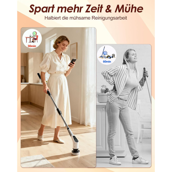 Електрична щітка для прибирання 8-в-1 з набором насадок, для ванної, кухні, авто, підлоги (червона)