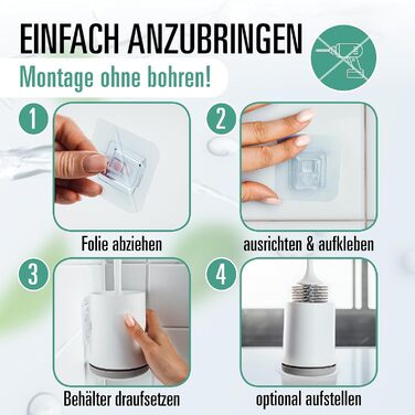 Силіконова щітка для туалету - гігієнічна, швидковисихаюча, з підставкою, для підвішування на стіну без свердління, з підйомником для кришки унітазу