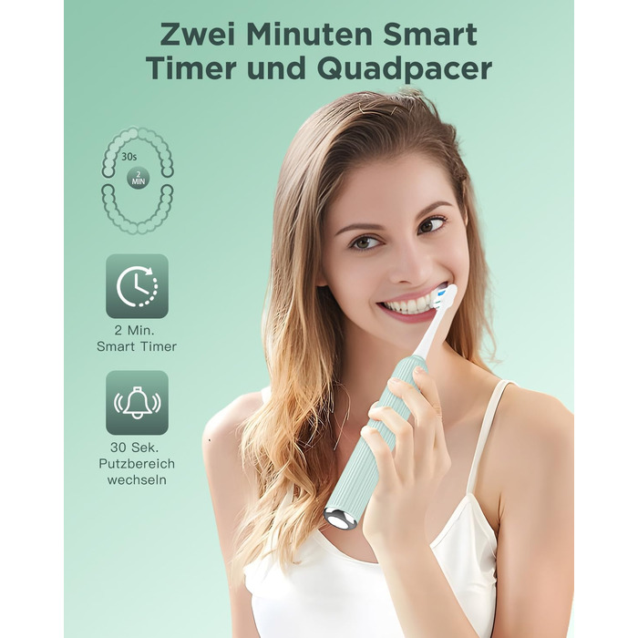 Електрична зубна щітка Sonic для дорослих і дітей, 5 режимів чищення, 8 насадок, кейс для подорожей