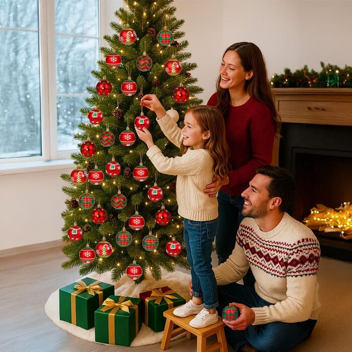 16 шт. новорічні кулі для прикраси ялинки, пластик, 6 см, червоно-білі. Декор на Новий рік, для дому, святкування, вечірки