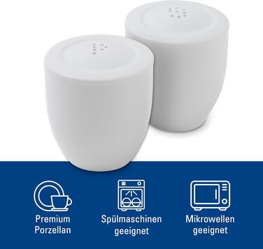 Villeroy & Boch - For Me Set Salt and Pepper Shakers, decorative spice dispensers made of premium porcelain, dishwasher safe, white