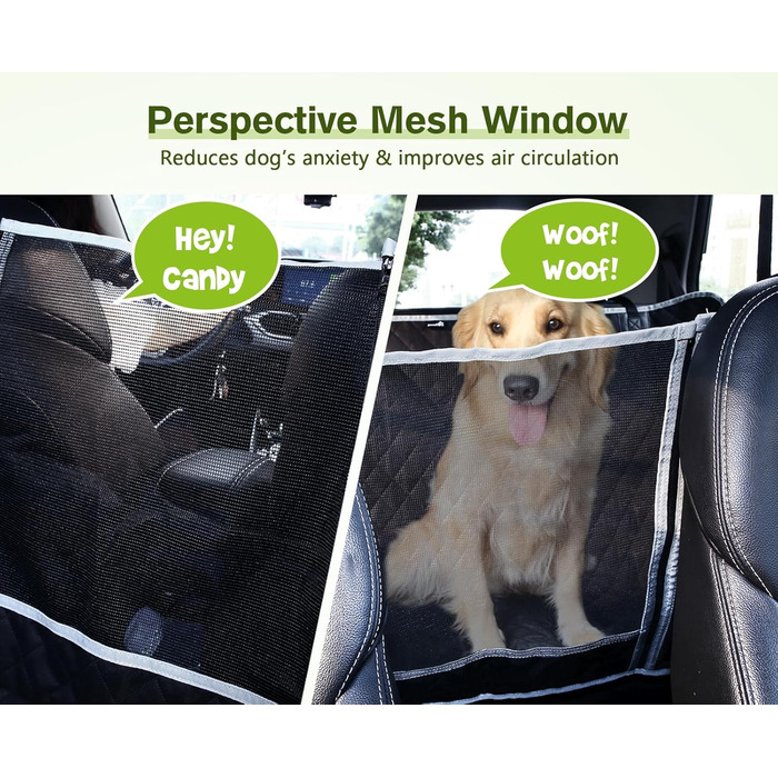 Pecute Car Seat Cover for Dogs - Waterproof & Scratch-Resistant, 136x146cm, with Side Protection & Window, Black Luxury Thick Seat Protector