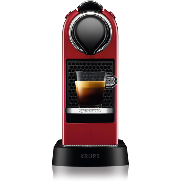 Кавова машина Krups Nespresso CitiZ XN7415, капсульна, 1260 Вт, 19 бар, резервуар 1 л, червона