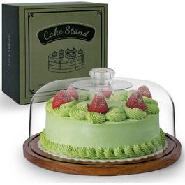 Тортене плата ANBOXIT з підставкою, тортовий стійка, таця для тортів з кришкою, тортовий дзвін з акрилу, дерев'яний стійка для тортів з кришкою.