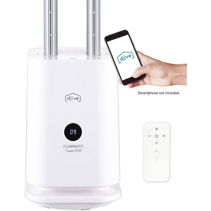 Вентилятор вежа Djive Flowmate Tower Arctic White з HEPA-фільтром, Wi-Fi, Alexa, пульт ДК