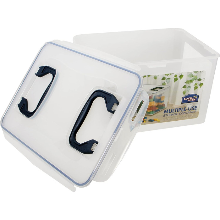 LocknLock PP CLASSIC Storage Box with Lid and Handles | 361 x 274 x 212 mm | 100% Airtight | Semi-transparent Storage Container | Storage Container with Lid for Household Items (16 L (Pack of 2))