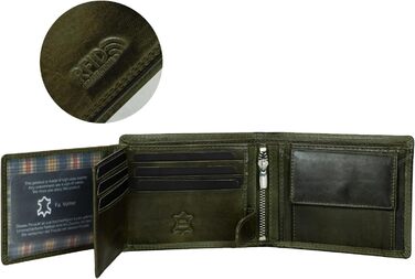 Чоловічий гаманець Volmer Leder з RFID-захистом, міцний подвійний шов (9+4 картки - Оливковий)