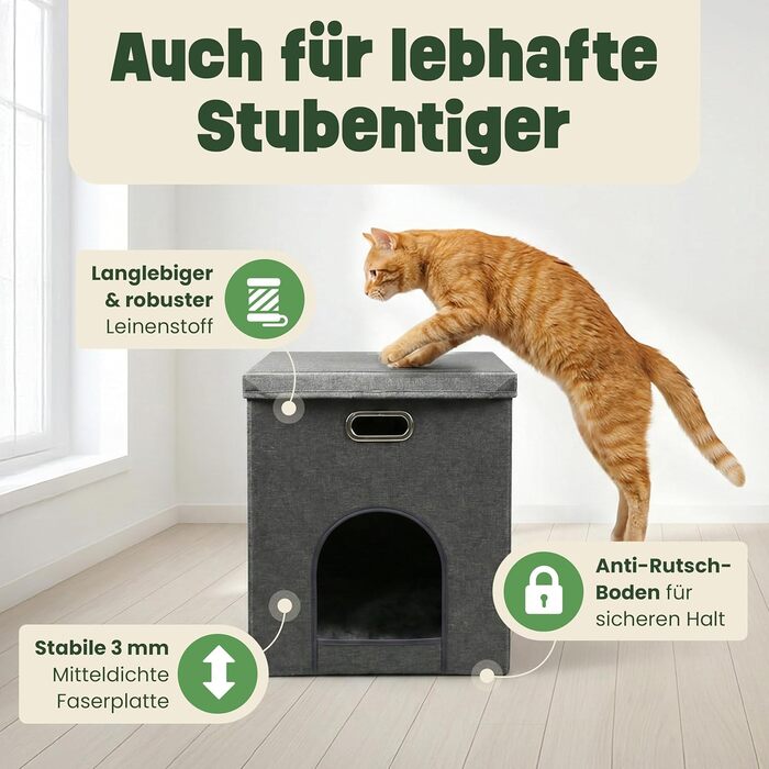 Будиночок-печера для котів Zooprinz Katzenhöhle – затишна печера для котів, тепле котяче ліжко бежевого кольору з подушкою, котячий будиночок для дому як місце для укриття та відпочинку (46 × 41,5 × 60 см)