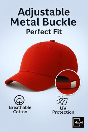Кепка бейсболка 4sold, бавовна, унісекс, червона, регульована, легка, дихаюча