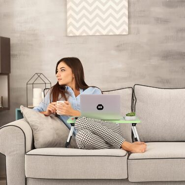 Столик для ноутбука Relaxdays на ліжко/диван, 26 x 63 x 40 см, розкладний, зелений, MDF, метал