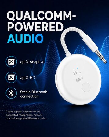 Bluetooth-адаптер для літака Avantree SoundJet R1 для AirPods та бездротових навушників, білий, 25 годин роботи