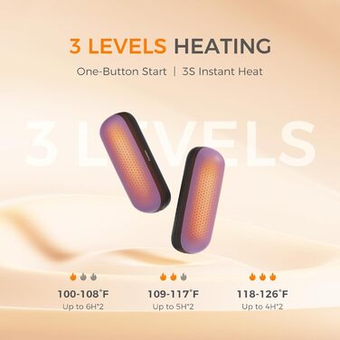 Нагрівач для рук OCOOPA UT2S Mini, 5200mAh, 2 шт. в комплекті, магнітний, електричний, для кемпінгу та активного відпочинку, подарунок для жінок та чоловіків (чорний/фіолетовий)