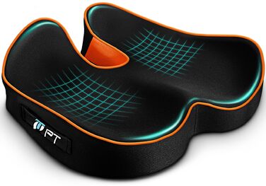 Подушка для сидіння PTYLO - ергономічна подушка для офісних крісел, автокрісел, інвалідних візків, геймінгових крісел, комфортна підтримка при тривалому сидінні, для вагітних, дихаюча, з антиковзаючим покриттям (Чорний)