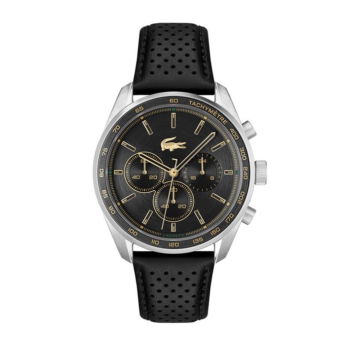 Годинник чоловічий Lacoste Boston Chronograph кварцовий з шкіряним або металевим браслетом (чорний)