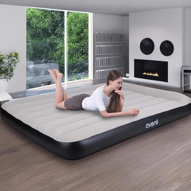 Надувний матрац-ліжко AVENLI для 2 осіб, 191x137x30 см з інтегрованою помпою, з флаоковою поверхнею, для кемпінгу та дому