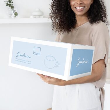 Набір чашок SÄNGER Santorini: 4 чашки з каменю, 300 мл, ручна робота, для кави та чаю, набір для 4 осіб, кремового кольору з пісочною текстурою, PREMIUM COLLECTION, стійкі до миття в посудомийній машині